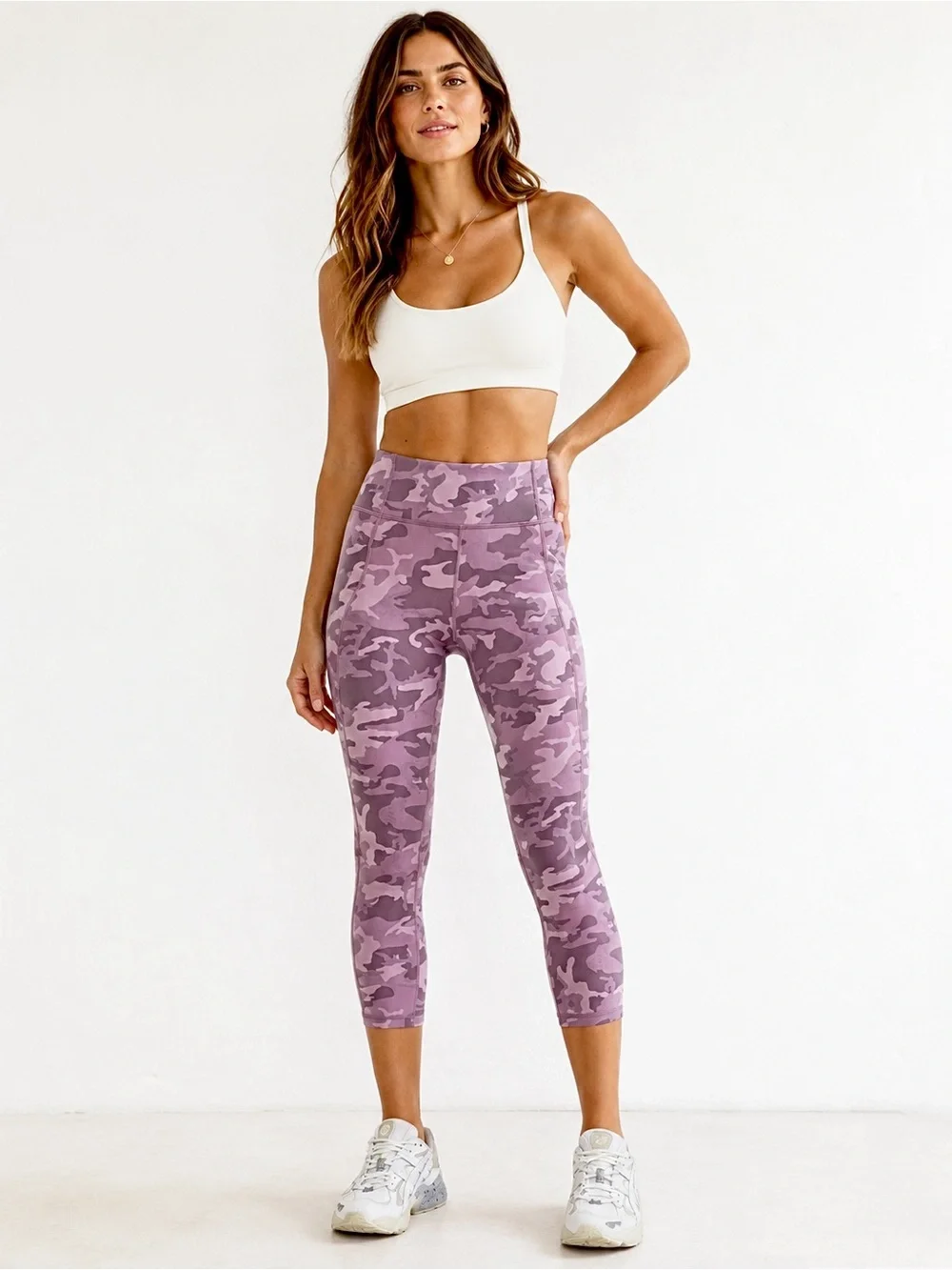 Lululemon – Time to Sweat Crop 23” – Incognito Camo Pink Taupe Multi – Sz. 6